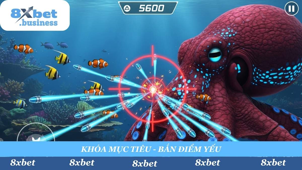 Đừng bắn bừa! Sử dụng tính năng "Khóa Mục Tiêu" của 8xbet để tập trung 100% hỏa lực vào điểm yếu chí mạng của Boss và tiết kiệm đạn.
