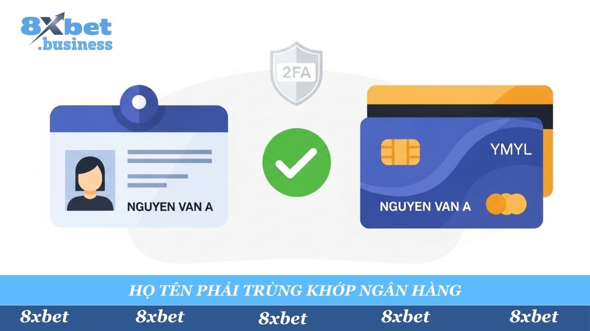Lưu ý quan trọng: Đảm bảo Họ Tên thật của bạn trùng khớp 100% với tên tài khoản ngân hàng để kích hoạt rút tiền và tăng cường bảo mật 2FA.
